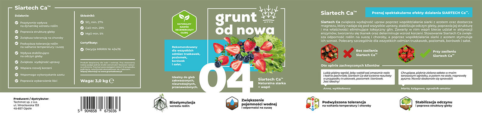 Etykieta - opakowania ekologicznych nawozów