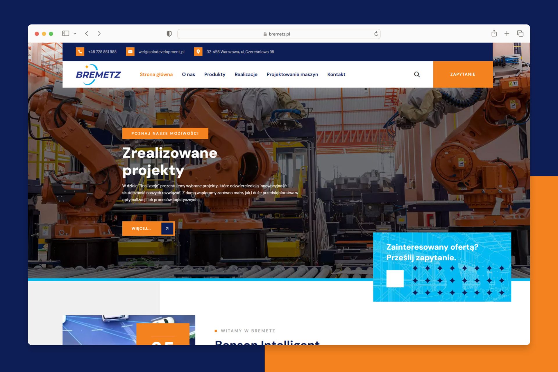 Strona internetowa dla firmy produkcyjnej