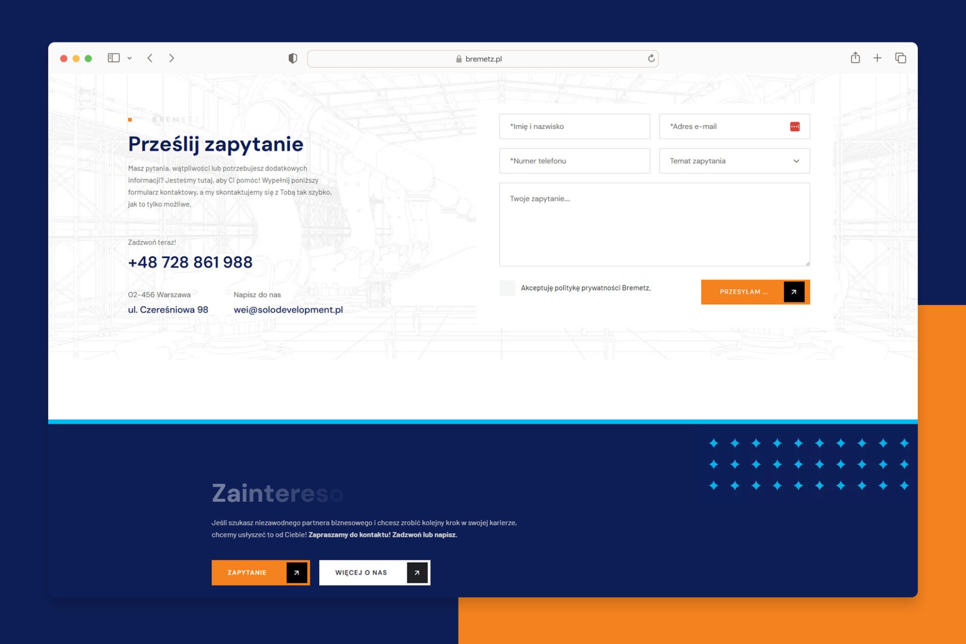 Strona internetowa dla firmy produkcyjnej