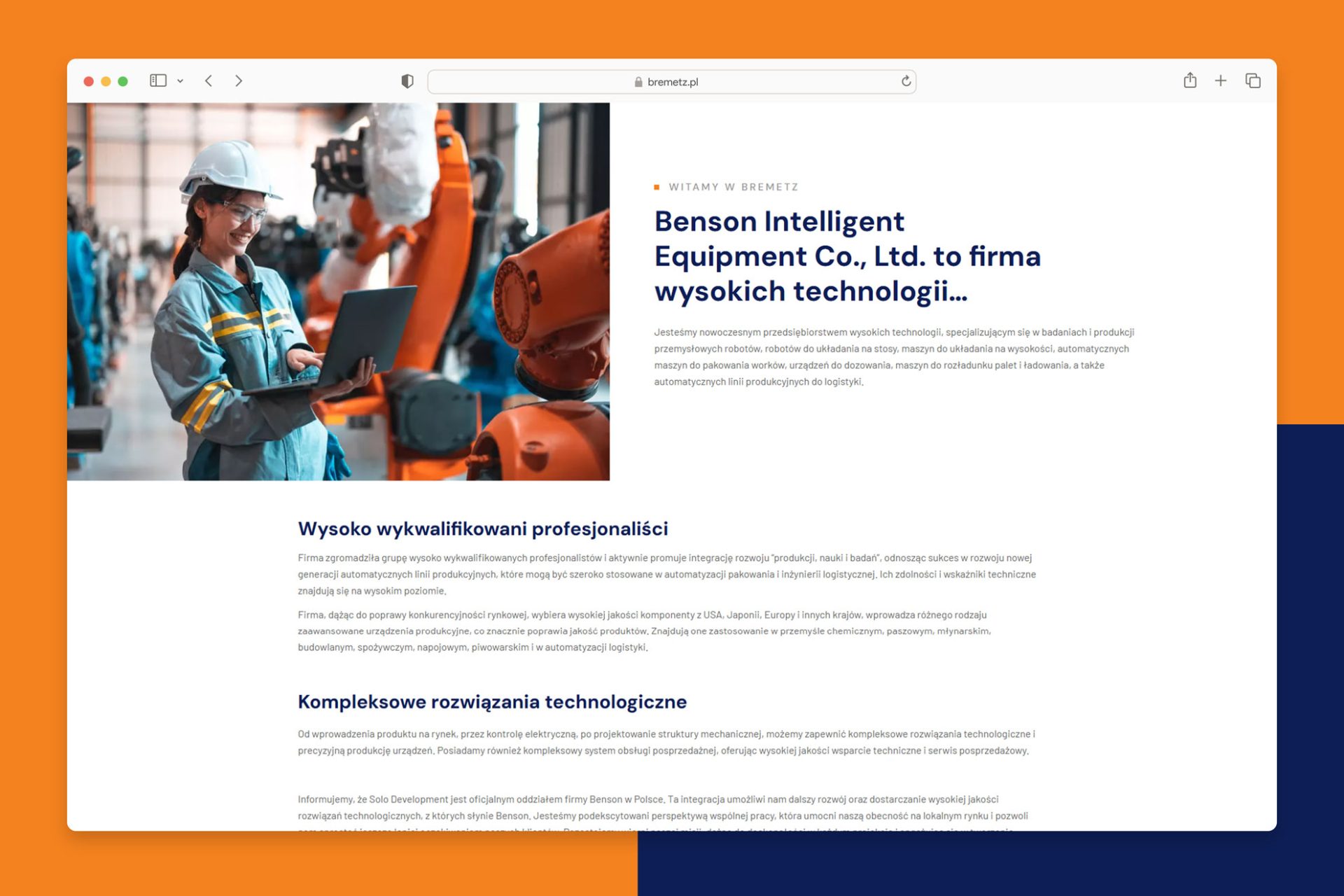 Strona internetowa dla firmy produkcyjnej