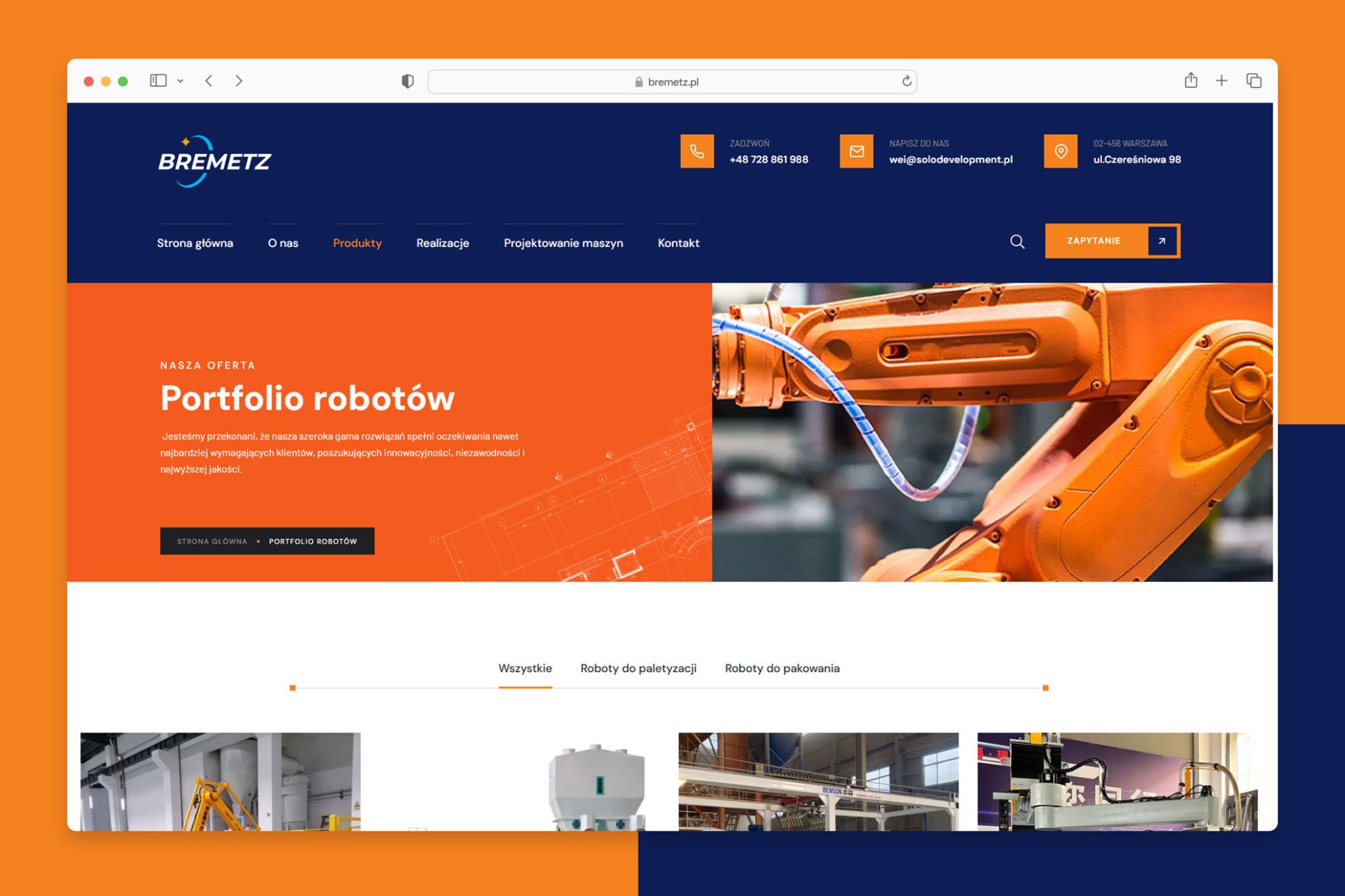 Strona internetowa dla firmy produkcyjnej