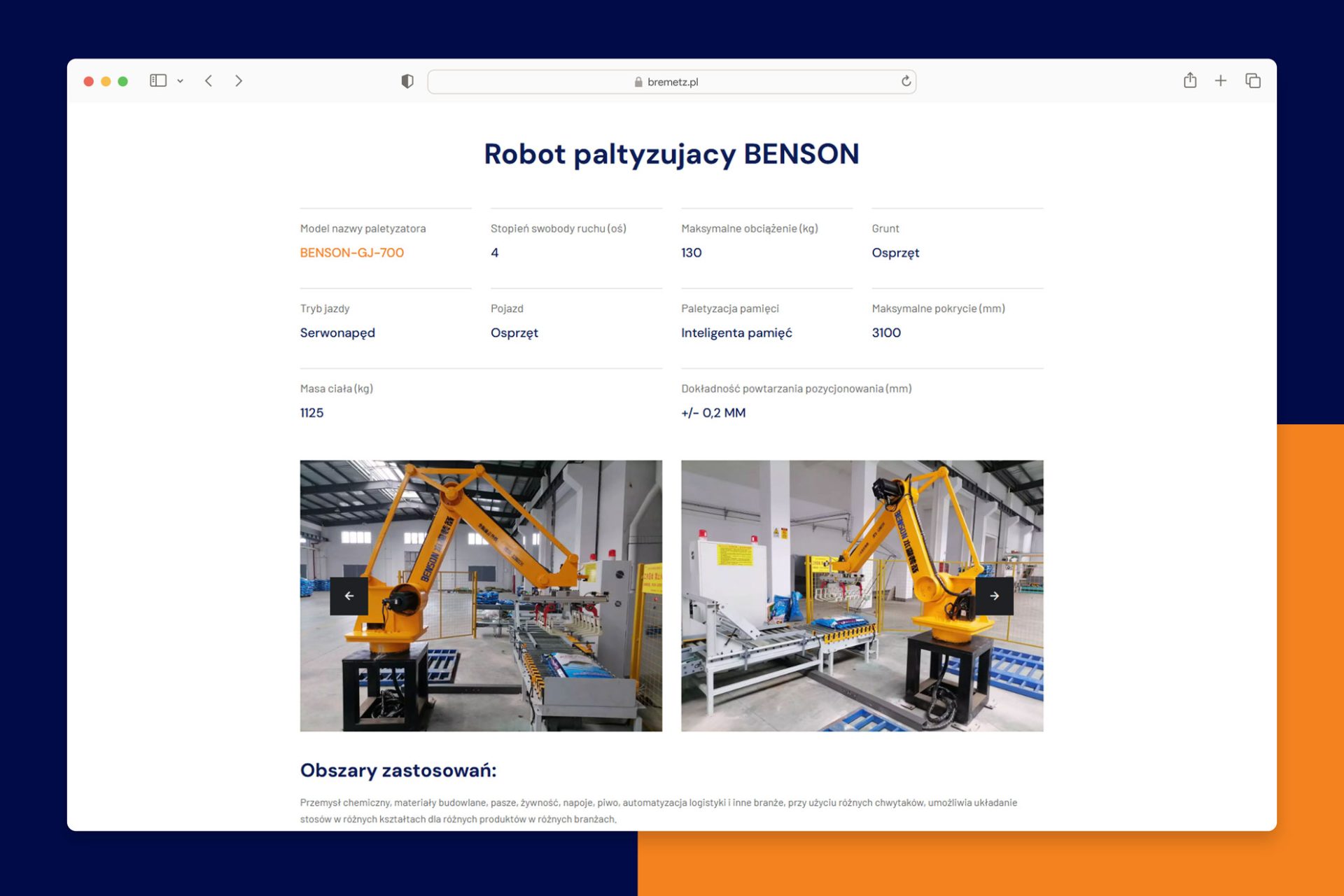 Strona internetowa dla firmy produkcyjnej