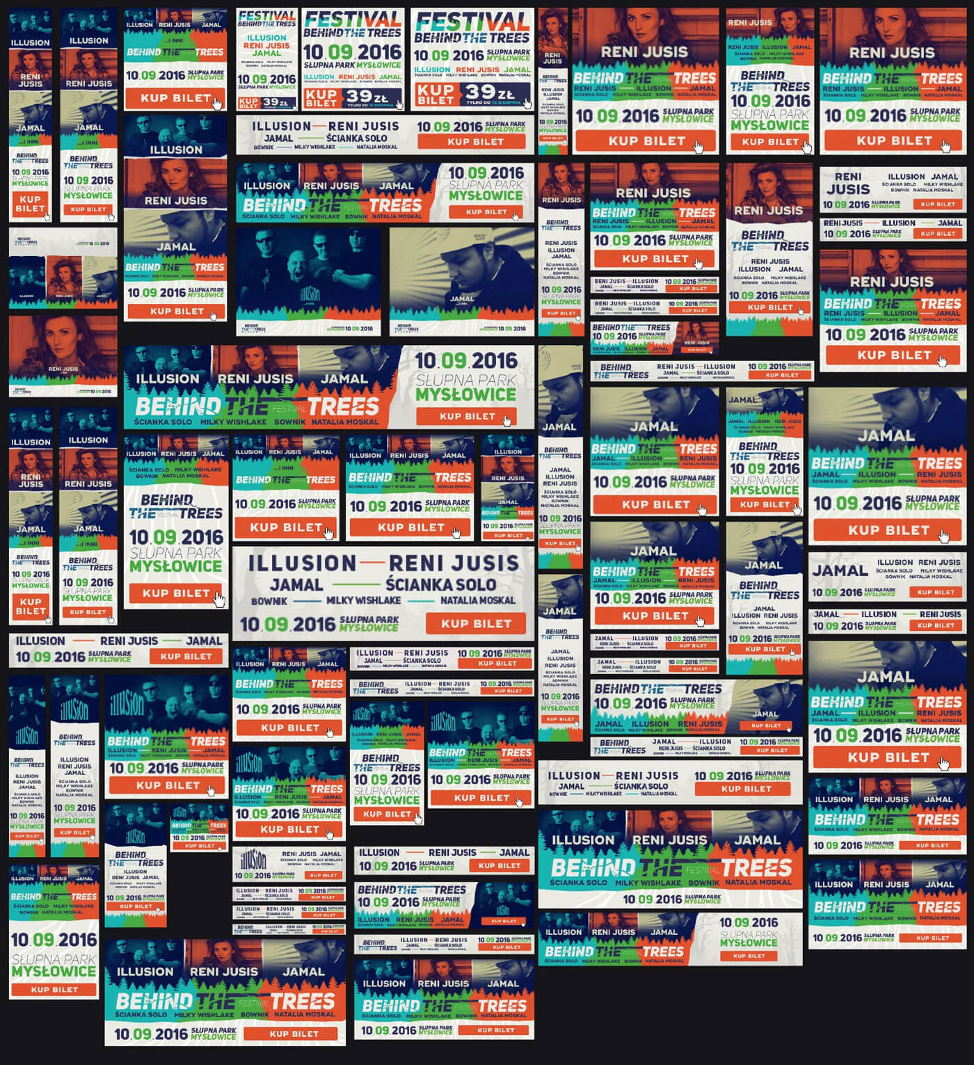 Projekty graficzne trzeciej edycji "Behind The Trees" 22 Bannery internetowe – projekty i grafika