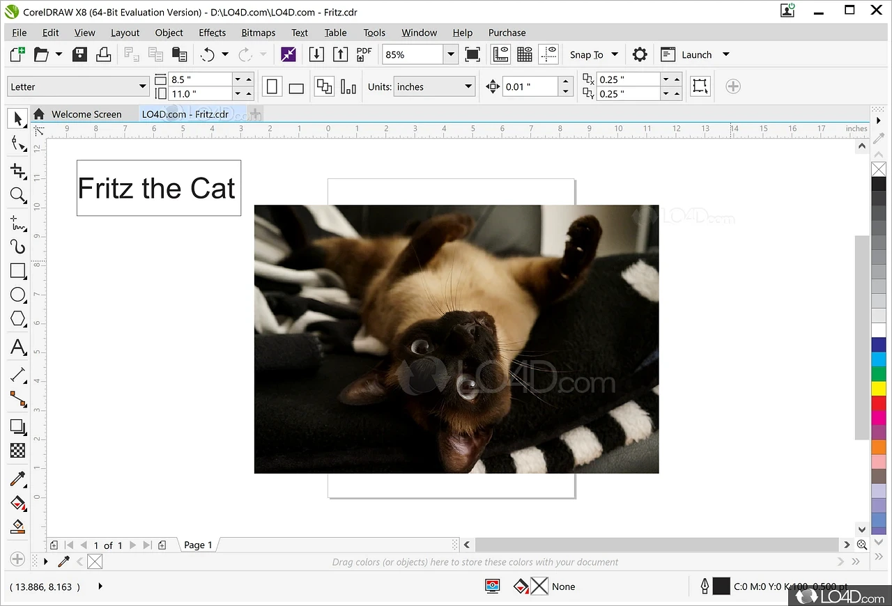Corel Draw x8 by Lo4d.com – retro interfejs programu graficznego