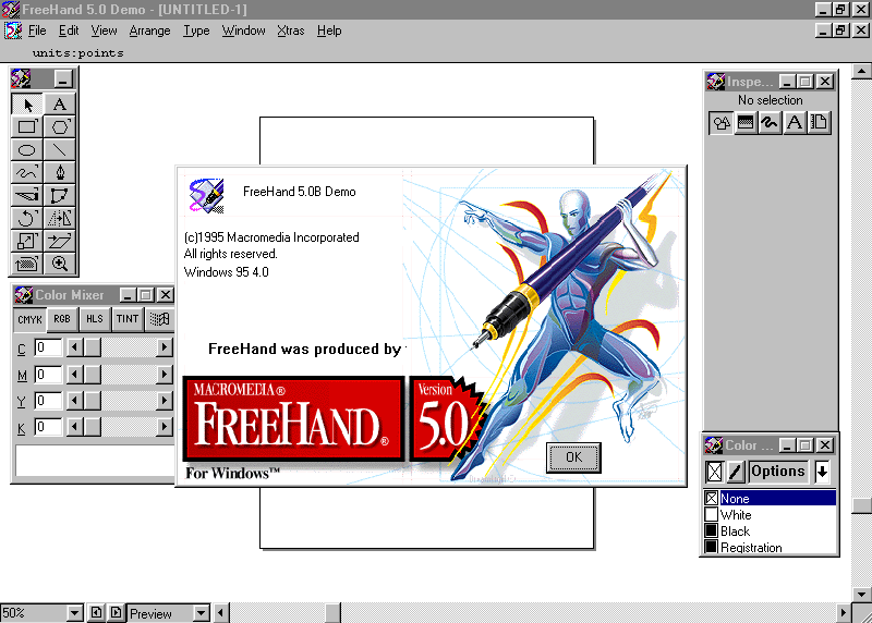 Macromedia FreeHand 5.0 by Web Design Museum – historia grafiki wektorowej
